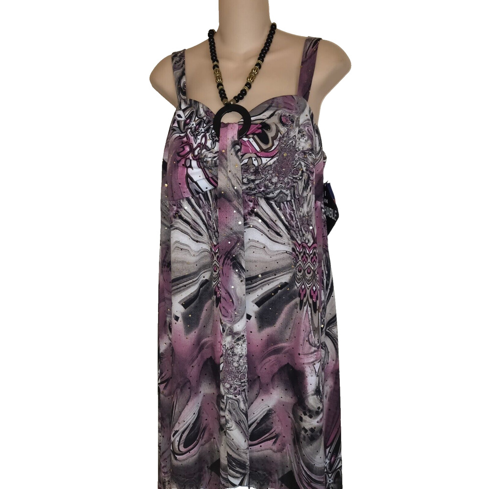 Purple & Black Maxi Dress Sz 14W Beads Halter R&M RICHARDS Hippie Boho NEW NWT